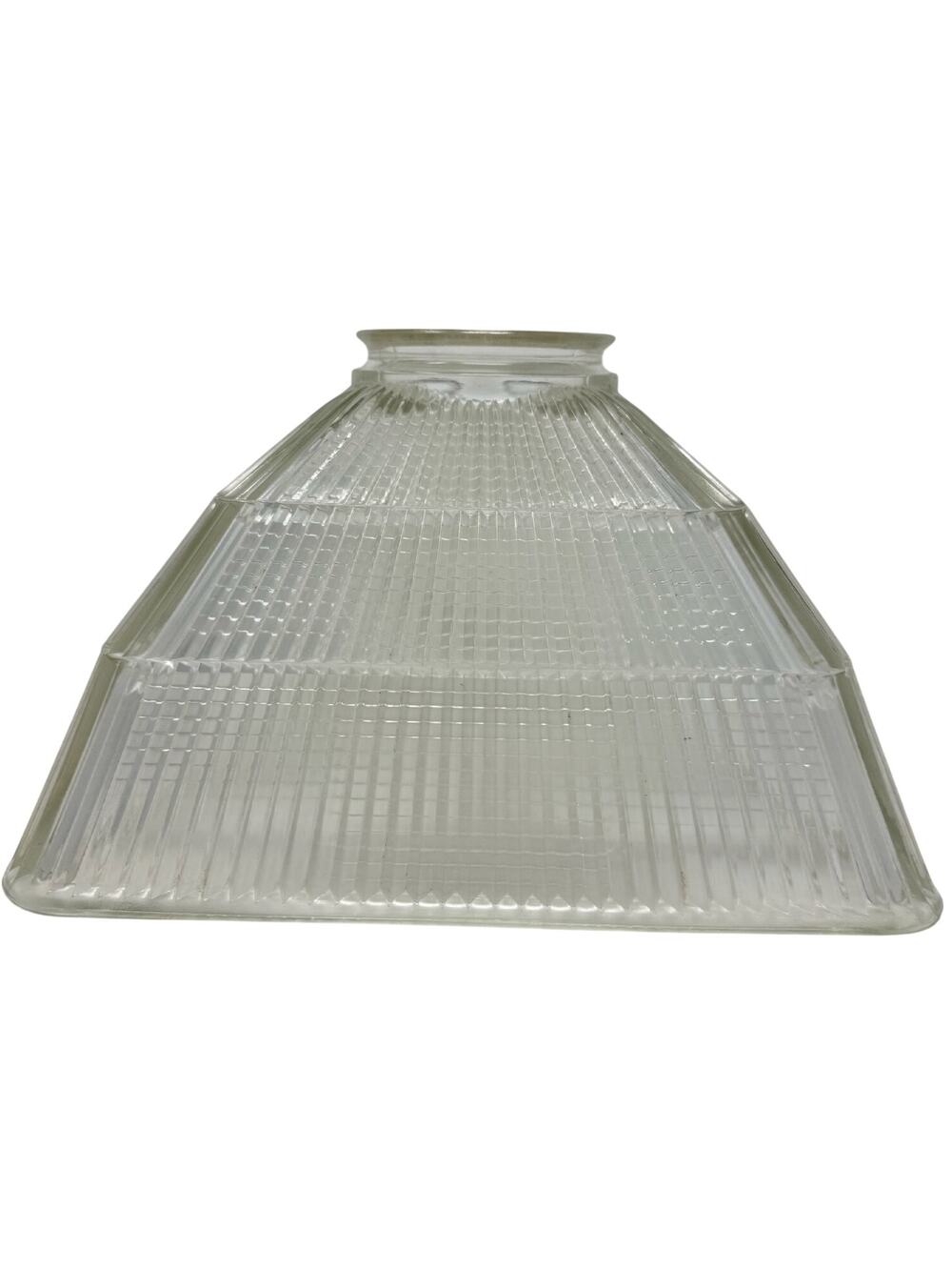 Vintage 70s Prismatic Glass Ceiling Light Shade Square Pyramid Ribbed